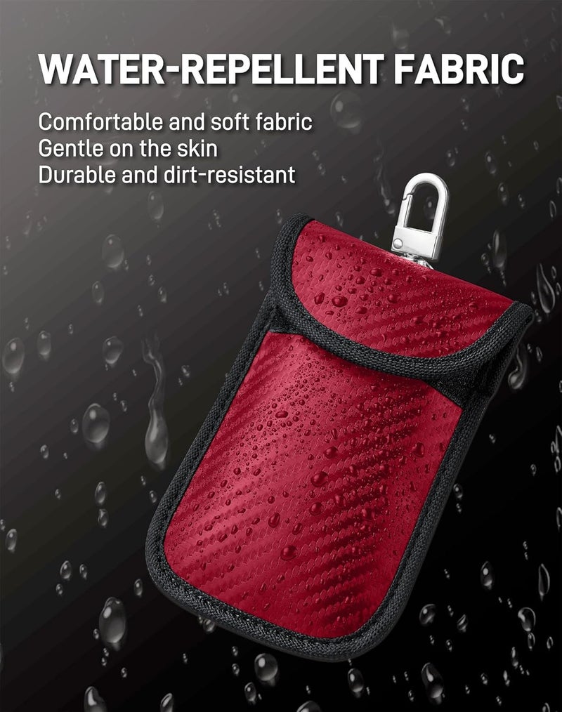 Vammcht Upgraded Faraday Bag for Key Fob (2 Pack), Premium Faraday Key Fob Protector– Car RFID Signal Blocking, Car Security Protection, Anti-Theft Pouch, Anti-Hacking Case Blocker Red - Image 4